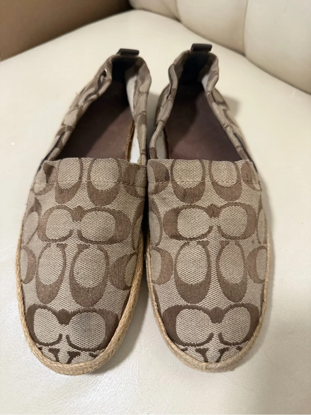 Coach women's Signature Canvas Slip-On Espadrilles in Brown size 7